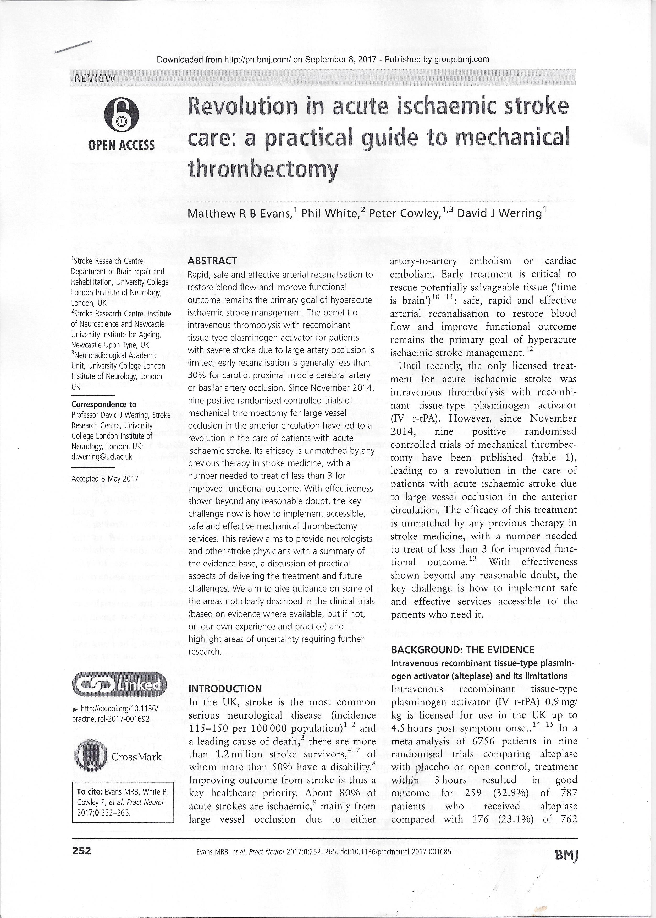 Mechanical Thrombectomy for Ischaemic Stroke | Neurology Online Journal ...
